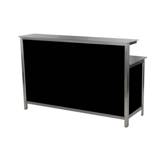 GDW long drink counter with stainless steel work surfaces 2m black
