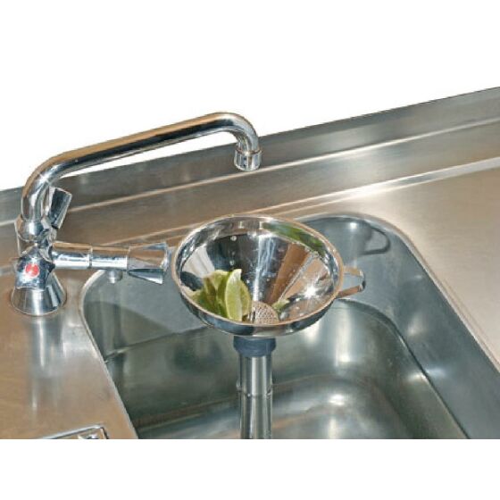 Stainless steel waste funnel with sieve 127 mm Ø