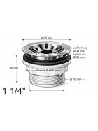 Sink drain valve 1 1/2 "also for gastro sinks