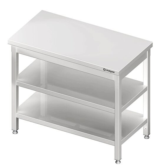 Work table with base and intermediate shelf 1200x600x850 mm without upstand self-assembly