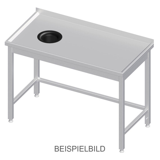 Work table without base 800x600x850 mm with waste hole links without edging welded left