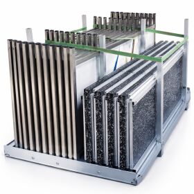 Transport frame made of aluminum for up to 10 folding counters