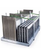 Transport frame made of aluminum for up to 10 folding counters
