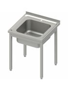 Sink table without base plate 700x700x850 mm welded to a basin with upstand