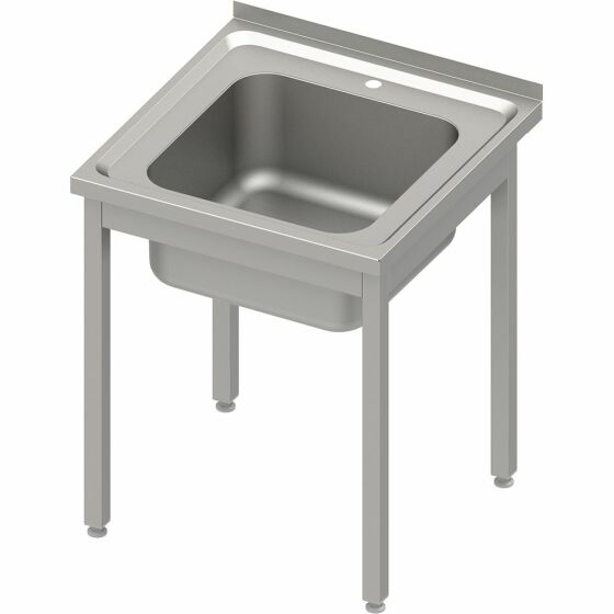 Sink table without base 800x600x850 mm with a basin on the right with upstand welded on the right