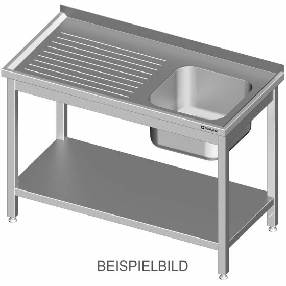 Sink table with basic shelf 1600x700x850 mm with a basin on the right with upstand self-assembly on the right