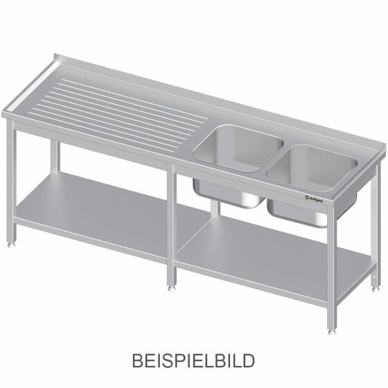 Sink table with base 1800x600x850 mm with two basins on the left with upstand self-assembly on the left