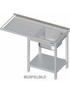 Flush table with base and top 1200x700x900 mm with a basin left with edging welded left