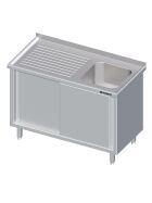 Drawer cabinet with sliding doors 1600x600x850 mm with a basin left with edge welded left