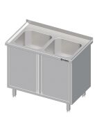 Welding cabinet with wing doors 1000x600x850 mm with two basins welded with edging
