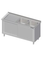 Drawer cabinet with sliding doors 1500x700x850 mm with two basins left with edge welded left