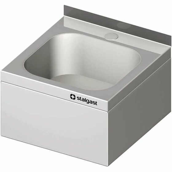 Wall-mounted hand basin 400x410x240 mm with a three-sided basin panel with upstand welded