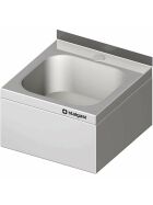 Wall-mounted hand basin 400x410x240 mm with a three-sided basin panel with upstand welded