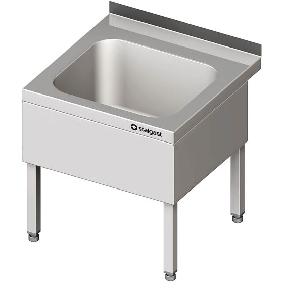 Hand basin with underframe 500x500x500 mm with a three-sided basin panel with upstand welded