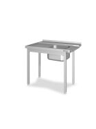 Additional table without base with a basin 800x750x850 mm Construction side left with edge welded left
