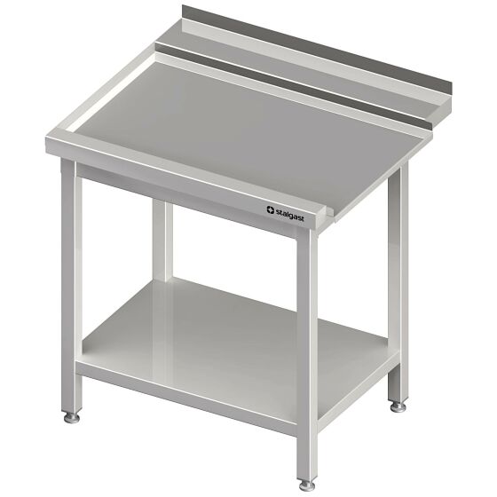 Unloading table with basic shelf 1300x700x850 mm attachment side on the left with upstand self-assembly on the left