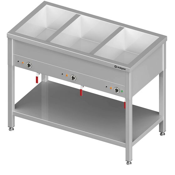 Bain-Marie standing device with separate basins 1085 x 600 x 850 mm for 3 GN1 containers