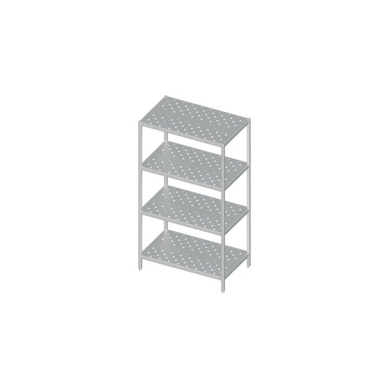 Shelf welded with perforated shelves 600x400x1800 mm