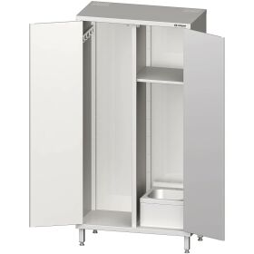 Welded tall cabinet with sink for cleaning utensils 500x500x2000 mm