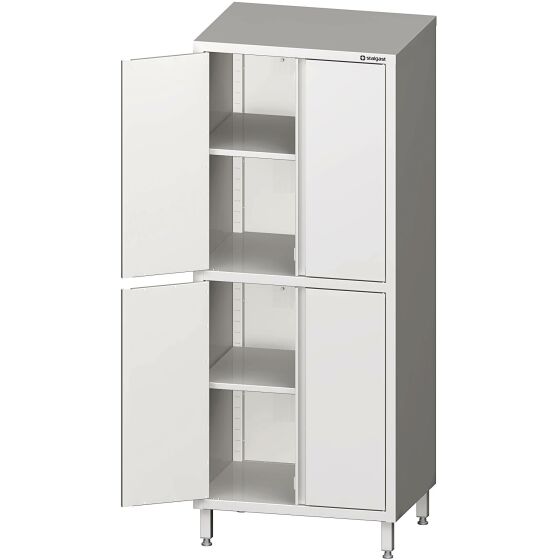Tall cupboard with hinged doors 700x600x2000 mm welded to two cupboards