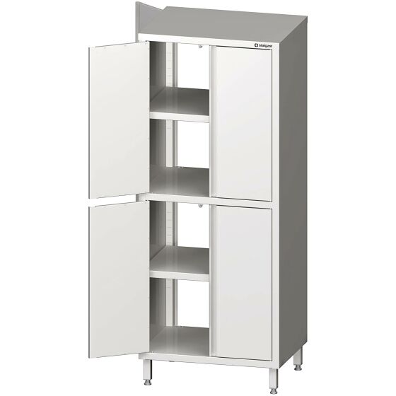 Pass-through tall cupboard with wing doors 700x500x2000 mm welded to two cupboards