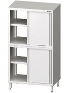 Pass-through tall cupboard with sliding doors 800x500x1800 mm welded to two cupboards