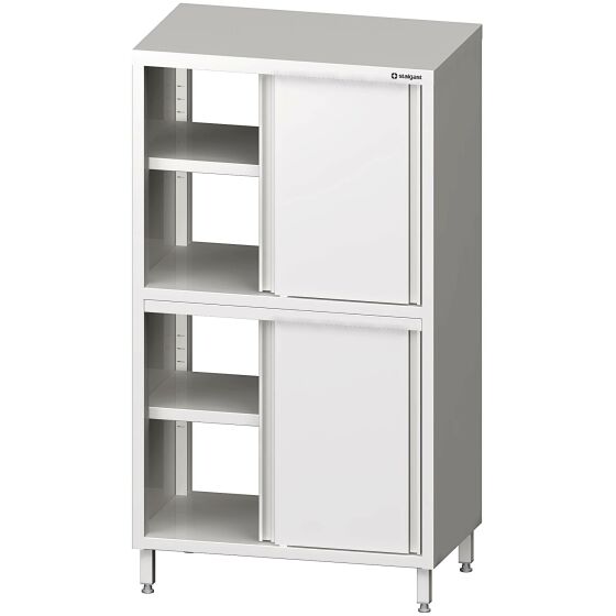 Pass-through tall cupboard with sliding doors 1100x600x1800 mm welded to two cupboards
