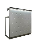 Long drink counter with stainless steel surfaces 1.25m for exchangeable front HPL, leather or LED
