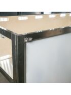 Long drink counter with stainless steel surfaces 1.25m for exchangeable front HPL, leather or LED