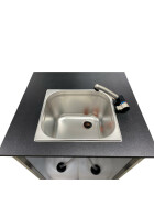 Stainless steel sink for washbasin with self-propelled rinsing system