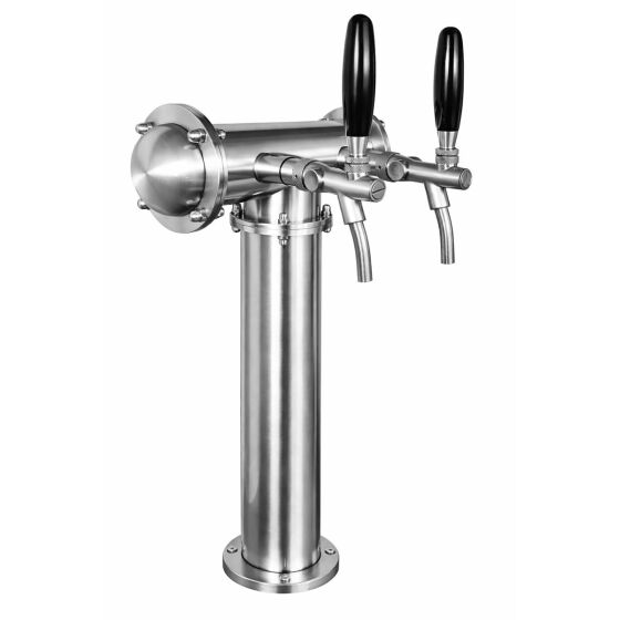 Beer Tower "Mr. T" polished chrome 2 pipes with taps