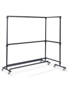 Large clothes rack with 104 hooks, made of hammered steel, mobile and dismantlable, expandable, 192x60x200cm
