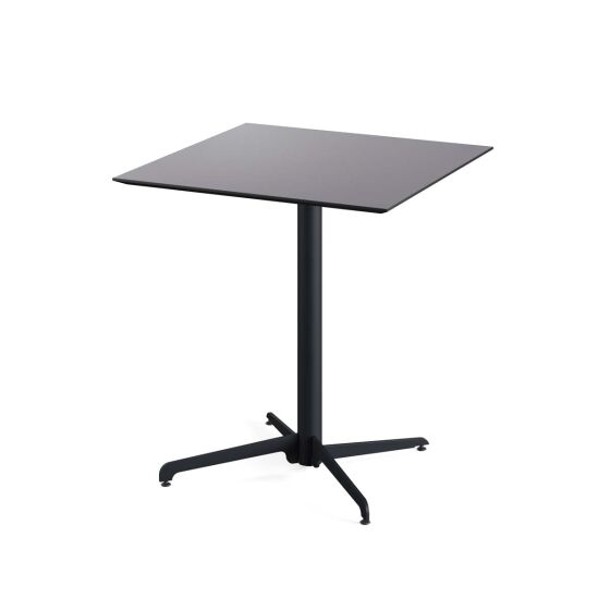 Bistro table X Cross low black, aluminum, square table top, HPL surface, black, WTH 700 x 700 x 740 mm