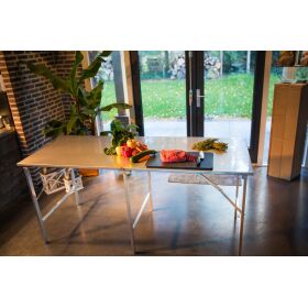 Stainless steel work table multifunction table 200 x 80 cm folding table