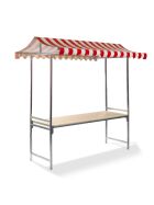Professional Marktstand rot-weiß, feuerbeständige PVC Plane, Fichtenholz, 200x151x232cm (BxTxH)