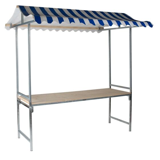 Professional market stall blue and white, hot-dip galvanized steel, fire-resistant PVC tarpaulin, spruce wood, 200x151x232cm