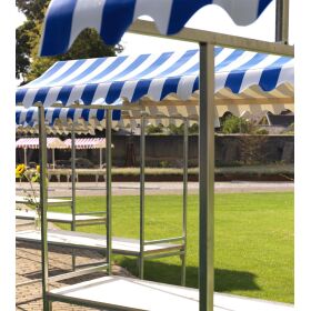 Professional market stall blue and white, hot-dip galvanized steel, fire-resistant PVC tarpaulin, spruce wood, 200x151x232cm