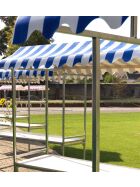 Professional market stall blue and white, hot-dip galvanized steel, fire-resistant PVC tarpaulin, spruce wood, 200x151x232cm