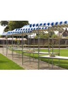 Professional market stall blue and white, hot-dip galvanized steel, fire-resistant PVC tarpaulin, spruce wood, 200x151x232cm