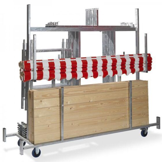 Transport trolley market stall, galvanized steel, 241.5x72x198cm (WxDxH)