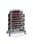 Elegance transport trolley for 16 bollards and cords, hammer blow, 129x76x180cm (WxDxH)