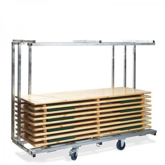 Professional marquee set transport trolley, for 10 complete marquee sets, hot-dip galvanized, 231.5x59x89x180.5cm (WxDxH), hammer finish