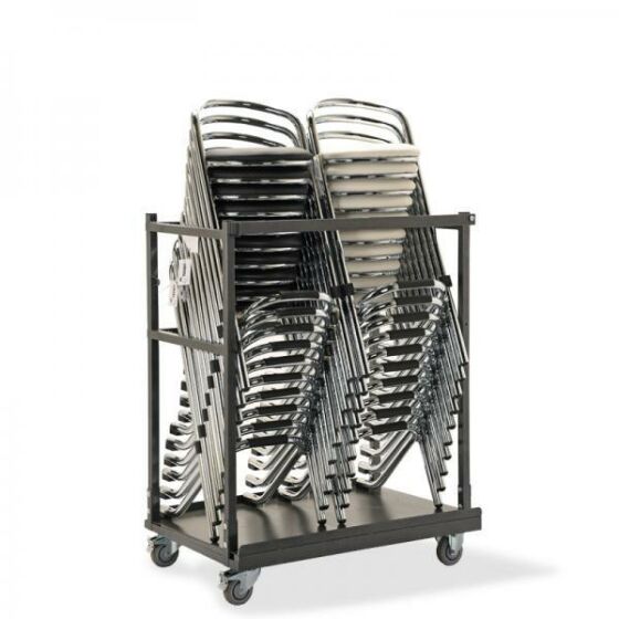 Universal transport trolley, for stacking chairs and bar stools, 105x61x126cm (WxDxH), hammer finish