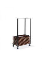 Transport trolley for 30 examination tables, 64x95x169cm (WxDxH), hammer finish