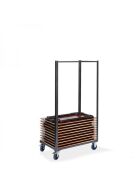 Transport trolley for 30 examination tables, 64x95x169cm (WxDxH), hammer finish