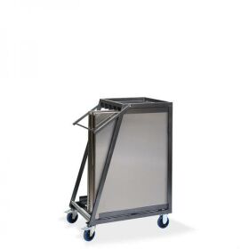 Transport trolley for stainless steel work tables, for up...