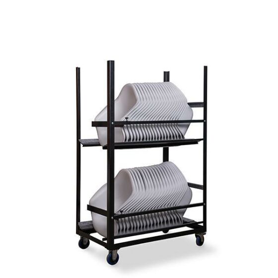 Transport trolley for Keeve with armrests, for up to 40 seat shells with armrests, 73.5x120x195cm (WxDxH), hammer finish