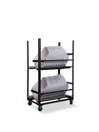 Transport trolley for Keeve with armrests, for up to 40 seat shells with armrests, 73.5x120x195cm (WxDxH), hammer finish