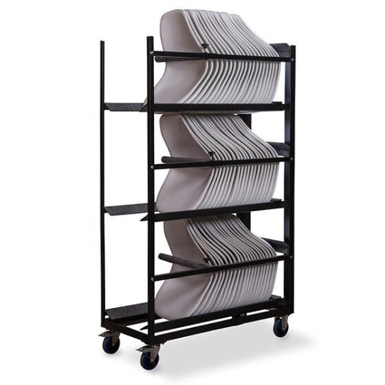 Transport trolley for Keeve without armrests for up to 60 seat shells without armrests, 53.5x120.5x195cm (WxDxH), hammer finish