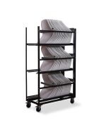 Transport trolley for Keeve without armrests for up to 60 seat shells without armrests, 53.5x120.5x195cm (WxDxH), hammer finish